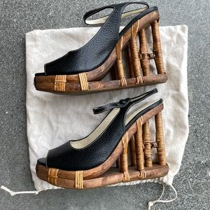 Rare Prada Bamboo Scaffolding and Leather Heels - Size 36